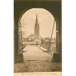 carte postale ancienne 14 CAEN. Top Promotion Clocher Saint-pierre vue prise du Château