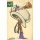 WW Illustrateur MOLINK. Femme avec chapeau en pot de chambre