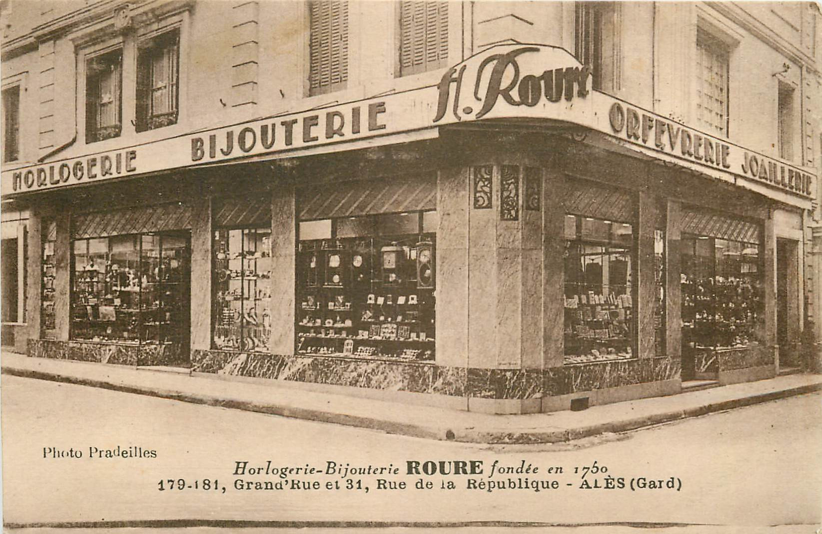 WW 30 ALES. Horlogerie Bijouterie Roure rues République et Grand Rue