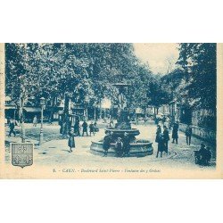 carte postale ancienne 14 CAEN. Top Promotion Boulevard Saint-Pierre Fontaine des 3 Grâces 1924