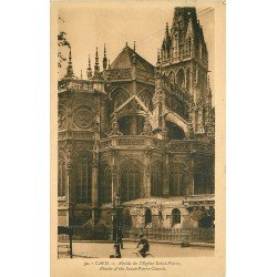 carte postale ancienne 14 CAEN. Top Promotion Abside Eglise Saint-Pierre avec Cycliste