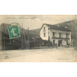 WW 38 FONTAINE. Station tramways des Balmes et voiture devant Café de l'Echo par Roudet 1911