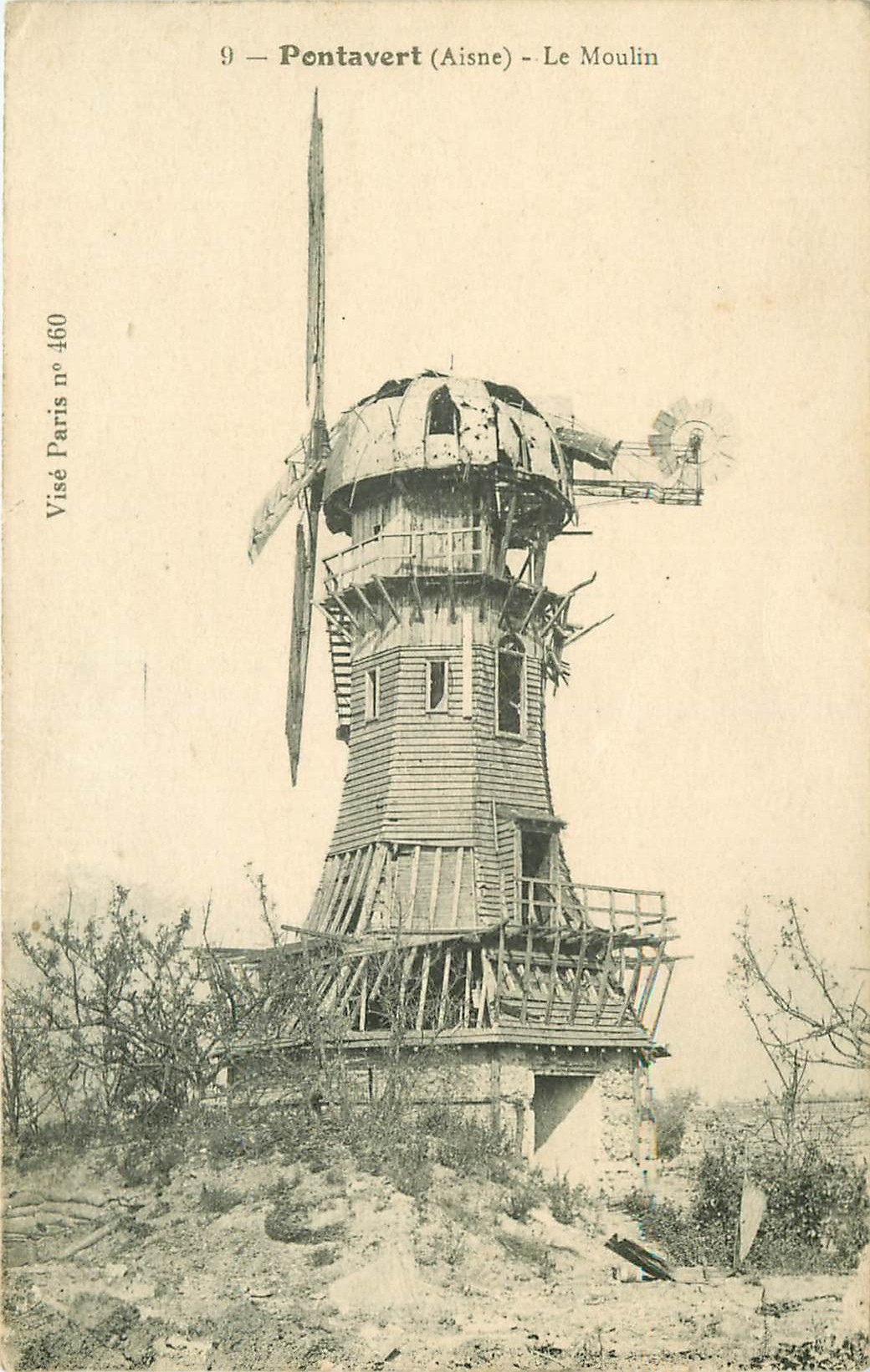 WW 02 PONTAVERT. Le Moulin à vent 1918