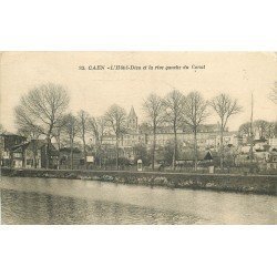 carte postale ancienne 14 CAEN. Top Promotion Hôtel Dieu et rive gauche du Canal 1923