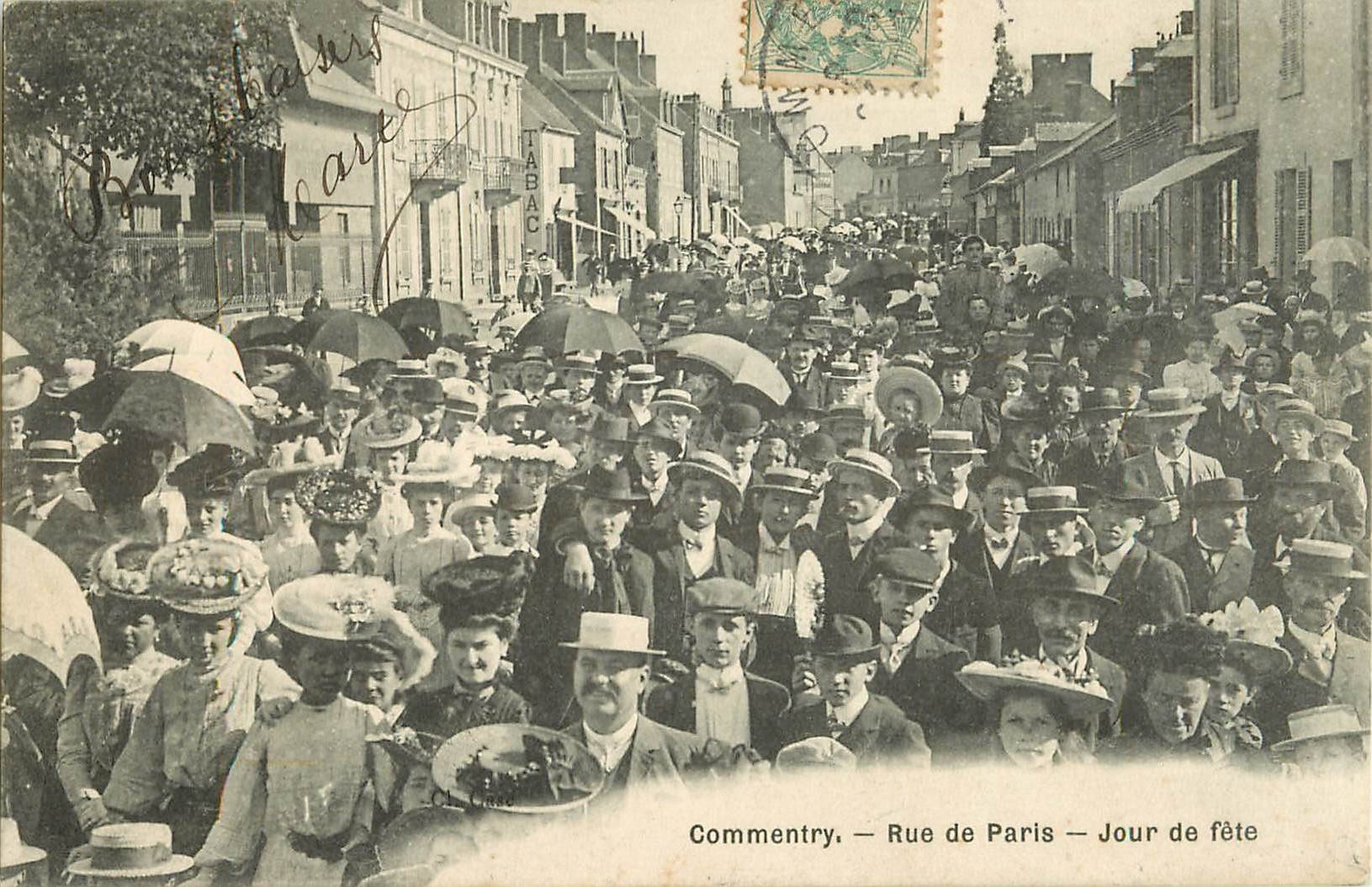 WW 03 COMMENTRY. Rue de Paris Jour de Fête 1906