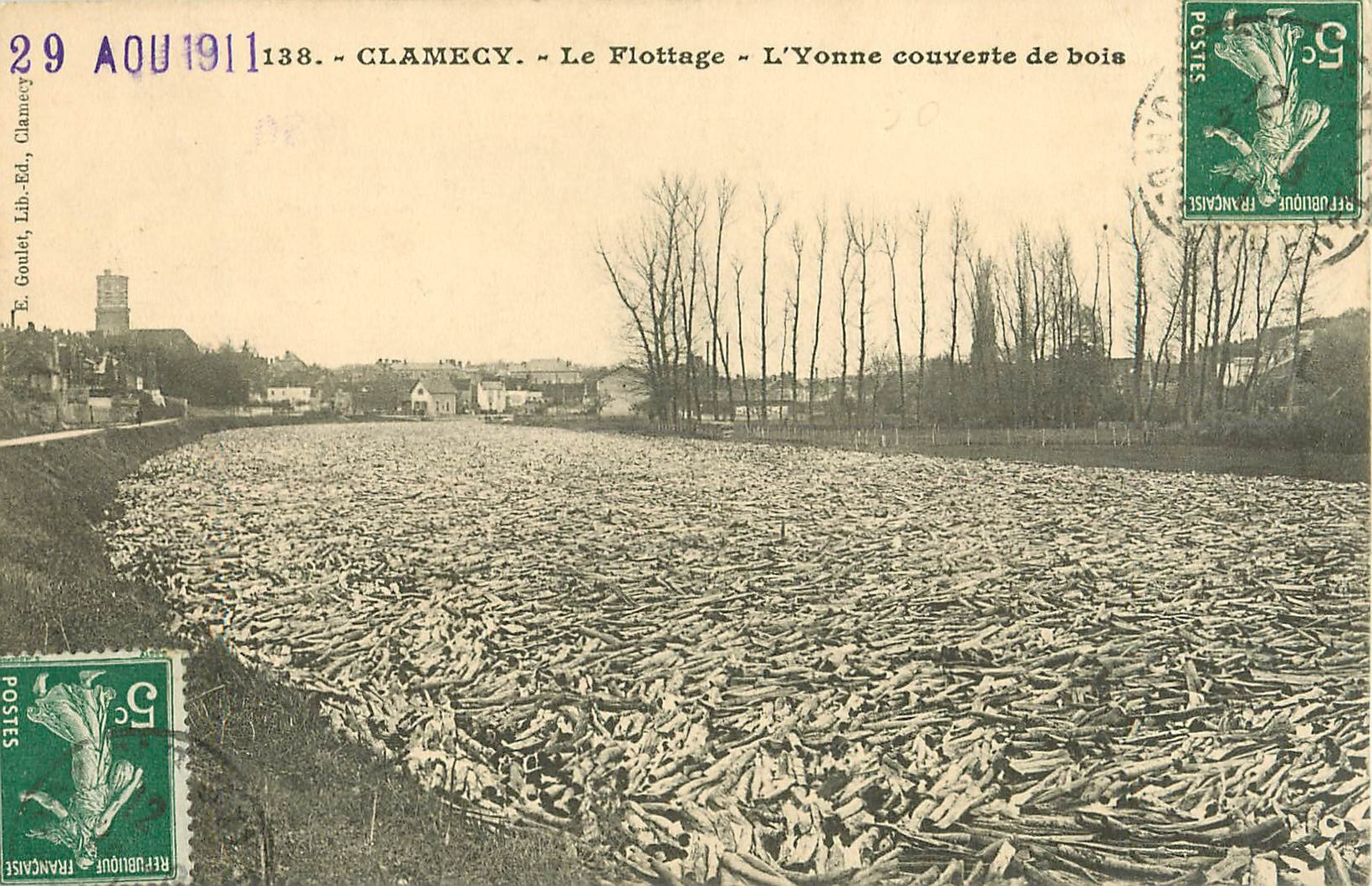 WW 58 CLAMECY. Le Flottage avec l'Yonne couverte de bois en 1911