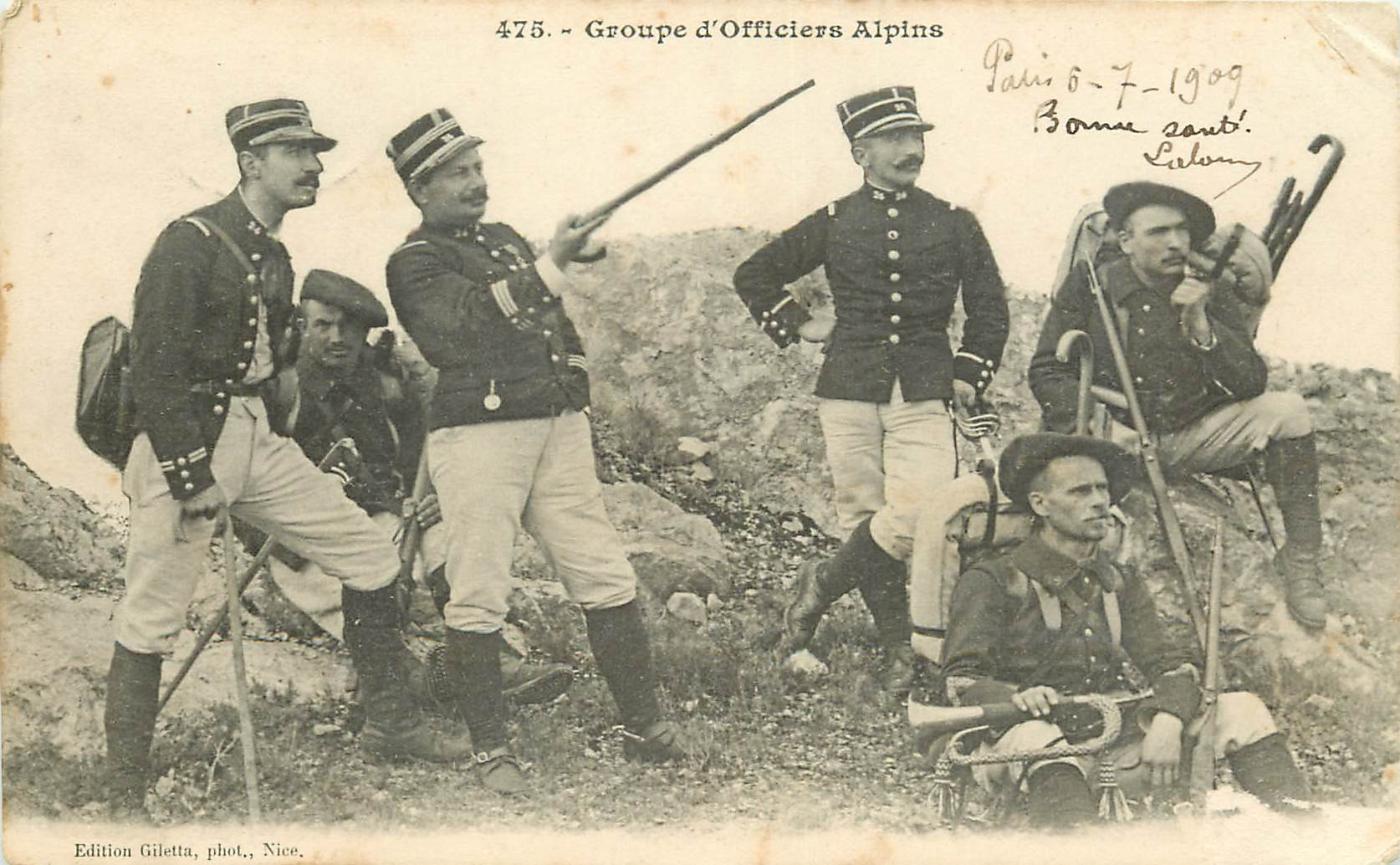 WW MILITAIRES. Groupe d'Officiers de Chasseurs Alpins 1909