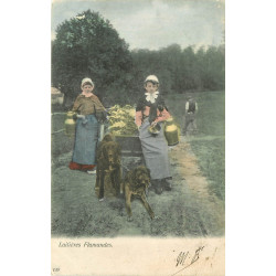 WW BELGIQUE. Laitières Flamandes avec attelage de Chiens 1905