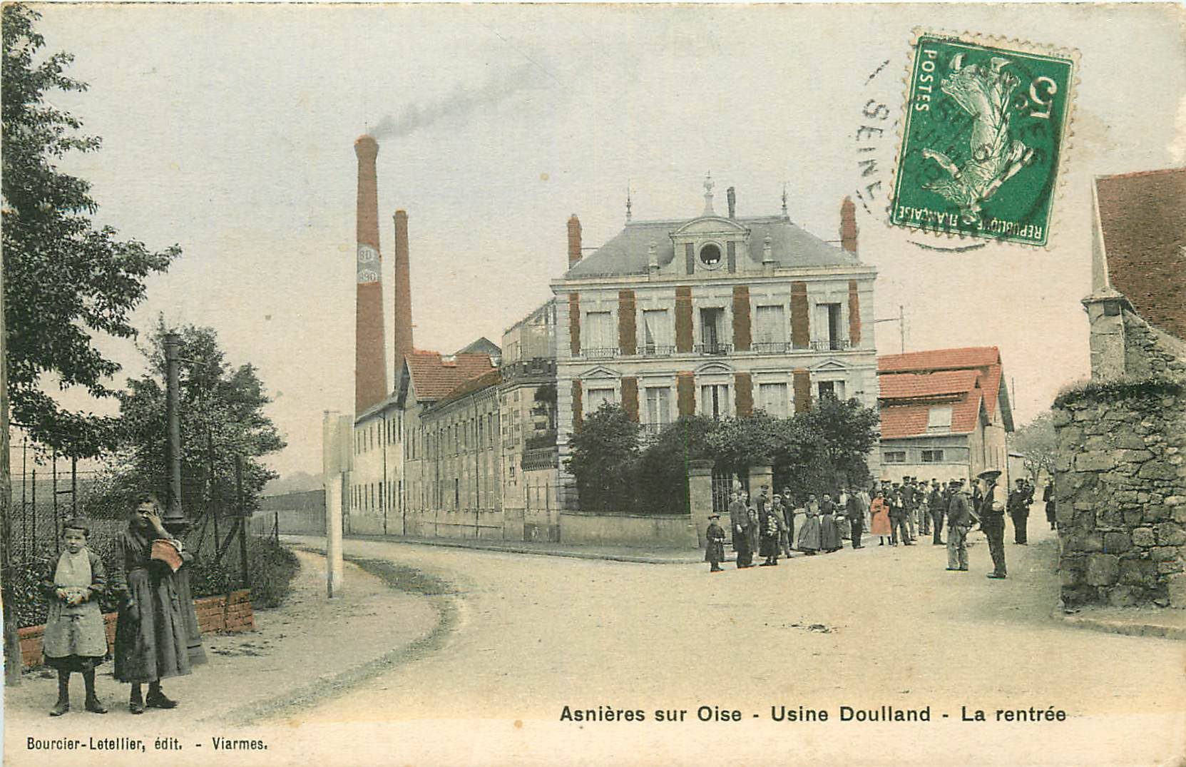 WW 95 ASNIERES-SUR-OISE. La rentrée à l'Usine Doulland & Derolland route de Royaumont 1908