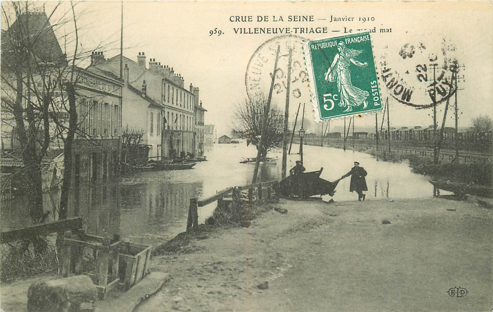 WW 94 VILLENEUVE-TRIAGE. Inondation Crue 1910 le Grand mat