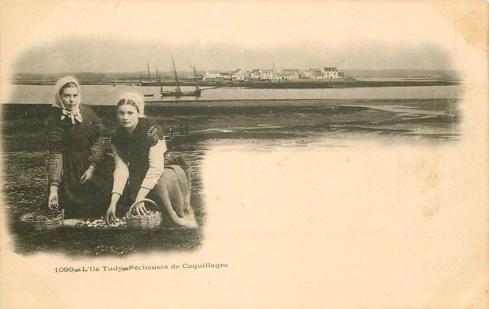 29 L'ILE DE TUDY. Pêcheuses de Coquillages vers 1900