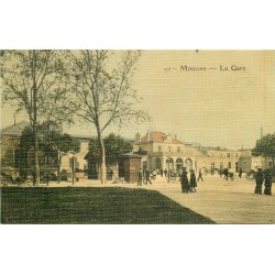 03 MOULINS. La Gare. Superbe carte toilée