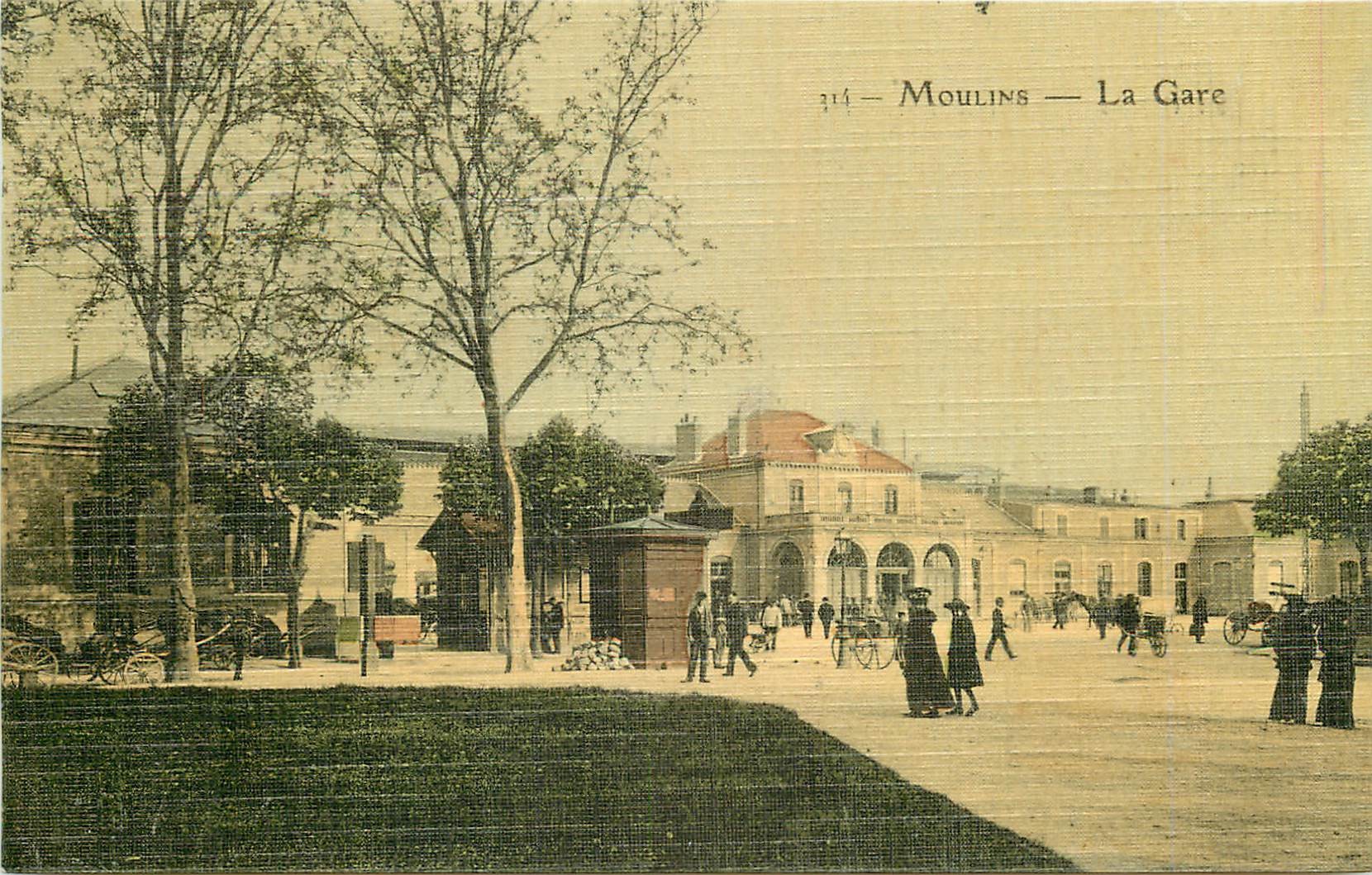 WW 03 MOULINS. La Gare. Superbe carte toilée
