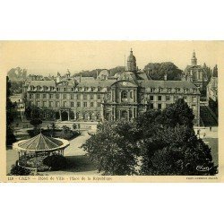 carte postale ancienne 14 CAEN. Top Promotion Hôtel de Ville Place de la République Kiosque à Musiques