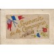 DRAPEAUX GUERRE 1914-15. Souvenir de la Camapgne carte brodée de fils de Soie