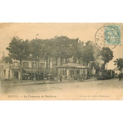 WW 77 MELUN. Le Tramway de Barbizon et l'Hôtel de la Gare 1905