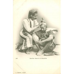 WW ALGERIE. Barbier Maure et Mozabite vers 1900