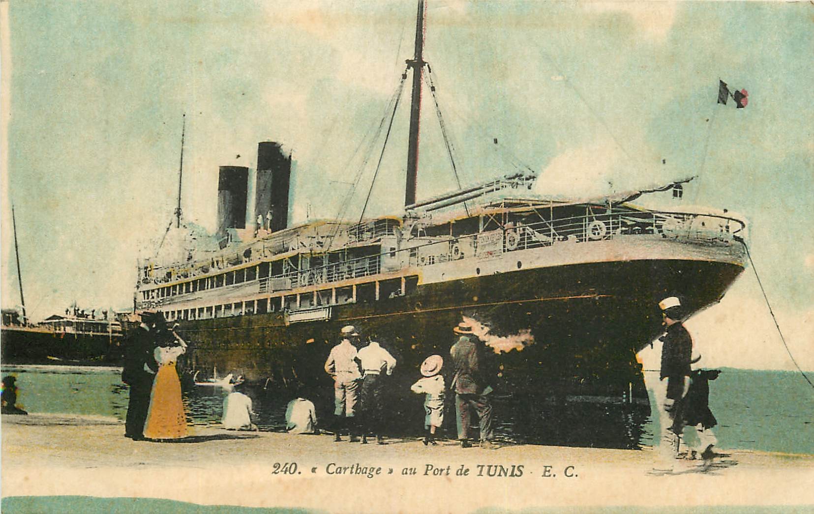 WW TUNIS. Paquebot " Le Carthage " dans le Port 1914
