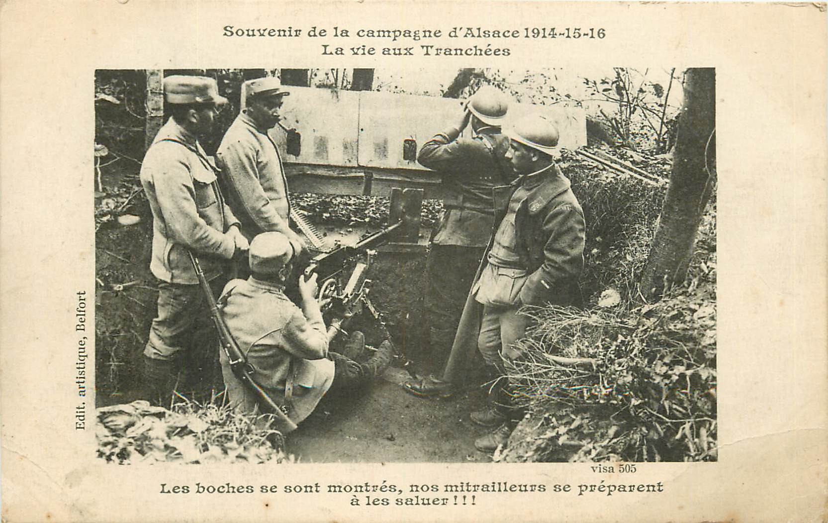 WW GUERRE 1914-18. La vie aux tranchées avec les mitrailleuses 1916