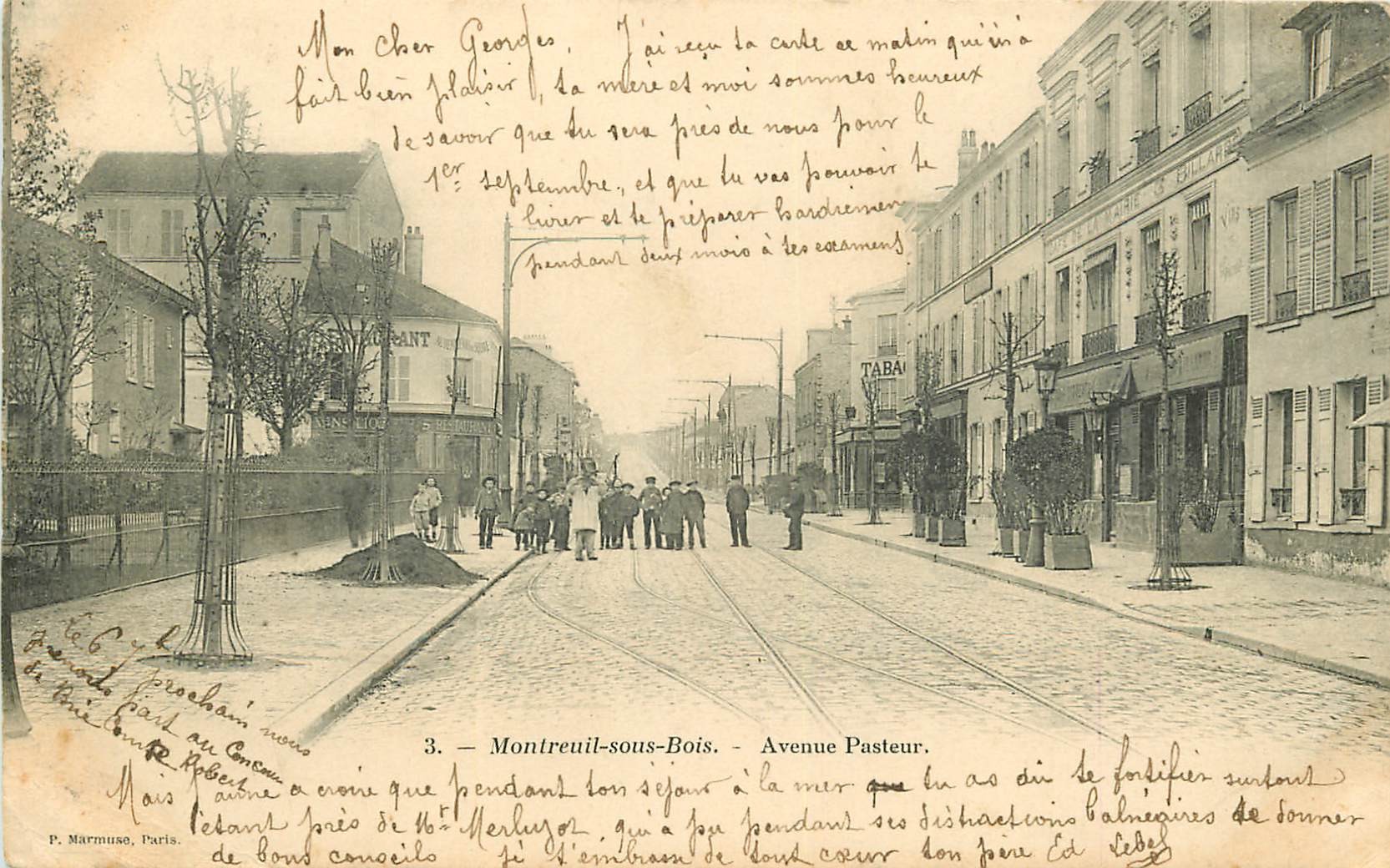 WW 93 MONTREUIL-SOUS-BOIS. Café de la Mairie Avenue Pasteur 1903
