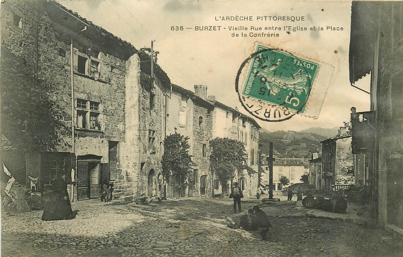 WW 07 BURZET. Vieille rue entre Eglise et Place Confrèrie 1911