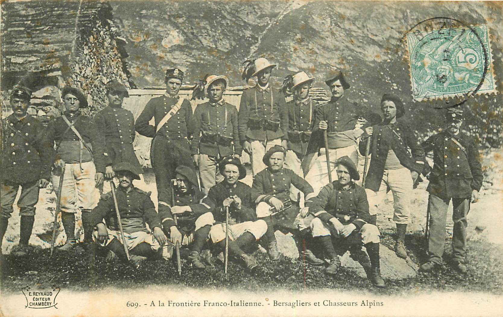 WW MILITAIRES ET DOUANIERS. Frontière Italienne Bersagliers et Chasseurs Alpins 1906