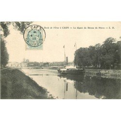 carte postale ancienne 14 CAEN. Top Promotion Départ du Bateau du Havre 1905