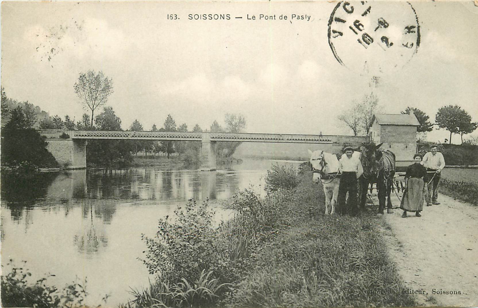 WW 02 SOISSONS. Chevaux de halage ou labours près du Pont de Pasly 1912