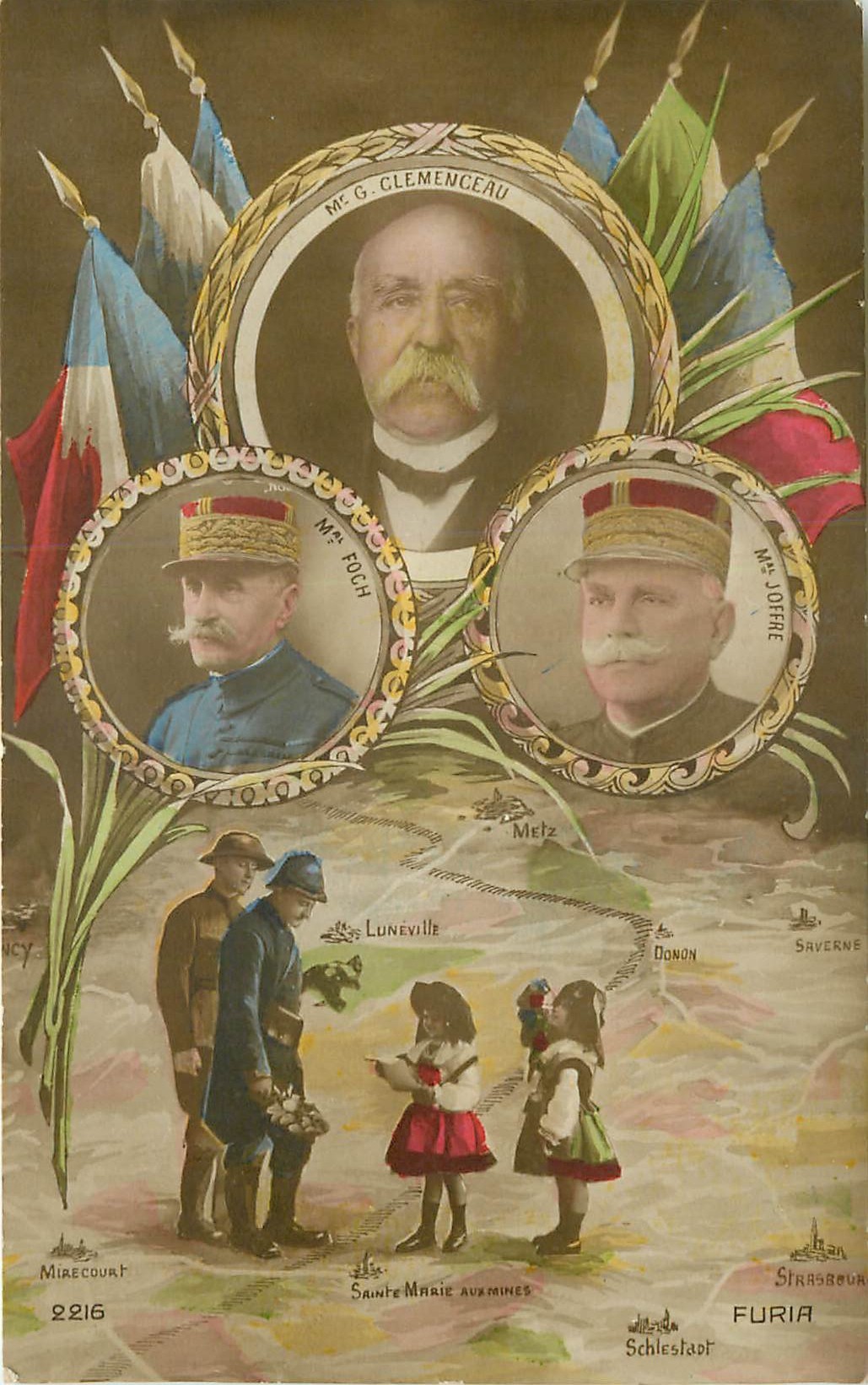 WW MILITAIRES. Clémenceau, Foch et Joffre en Alsace Lorraine 1919