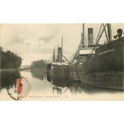 carte postale ancienne 14 CAEN. Top Promotion Paquebots dans le Nouveau Bassin 1912 Navire Nordraak