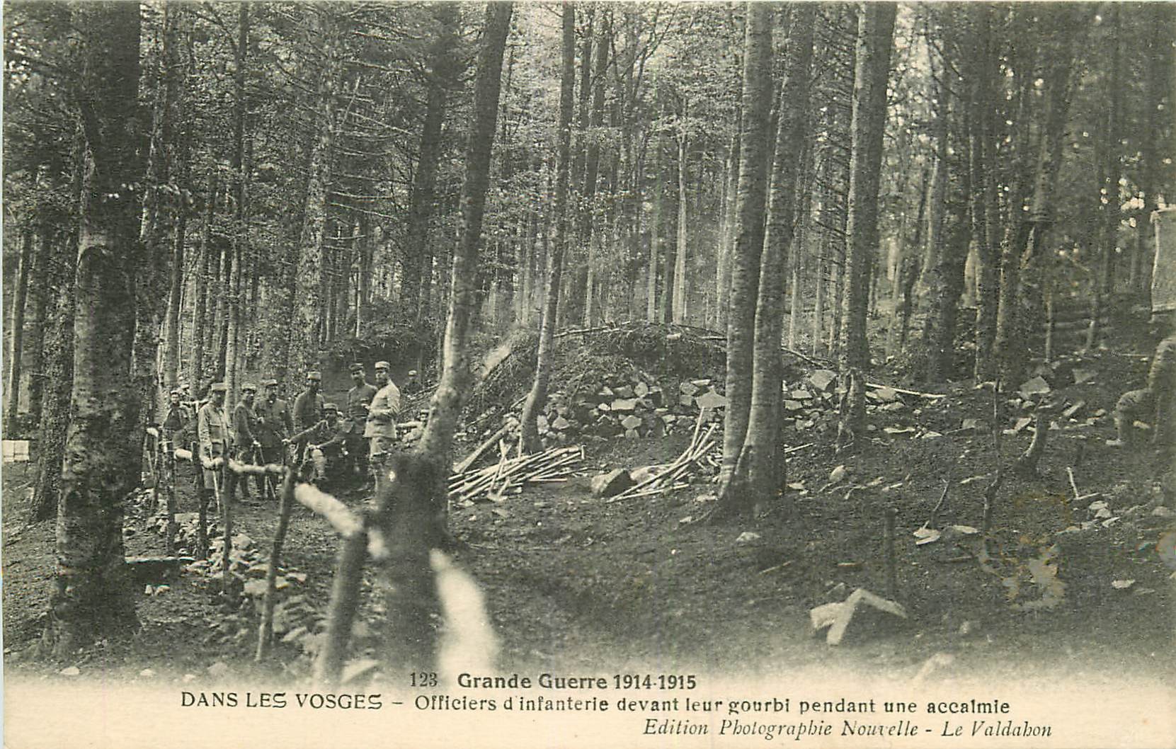WW 88 LES VOSGES. Officiers d'Infanterie devant leur Gourbi Guerre 1914-18