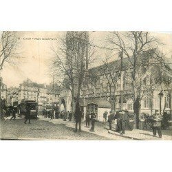 carte postale ancienne 14 CAEN. Top Promotion Place Saint-Pierre Tramway DUBONNET