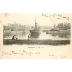 carte postale ancienne 14 CAEN. Top Promotion Sortie du Navire Johanna du Port 1901