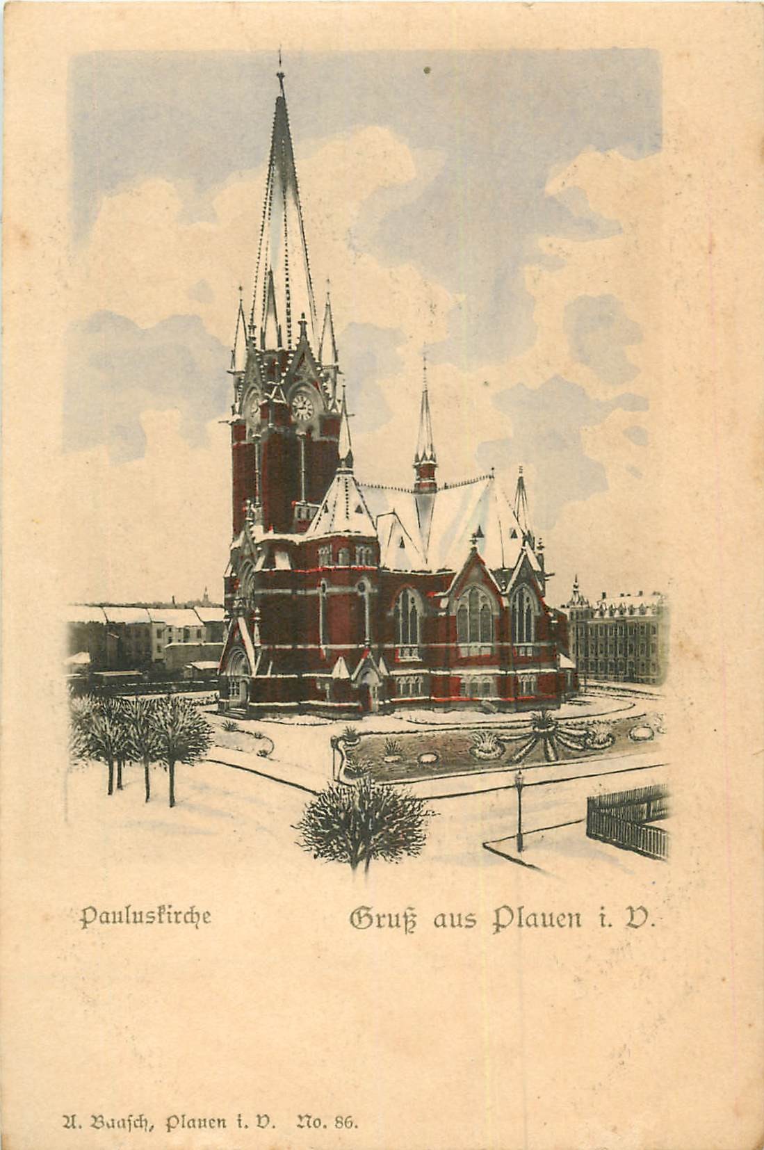 WW PLAUEN. Gruss aus Pauluskirche vers 1900