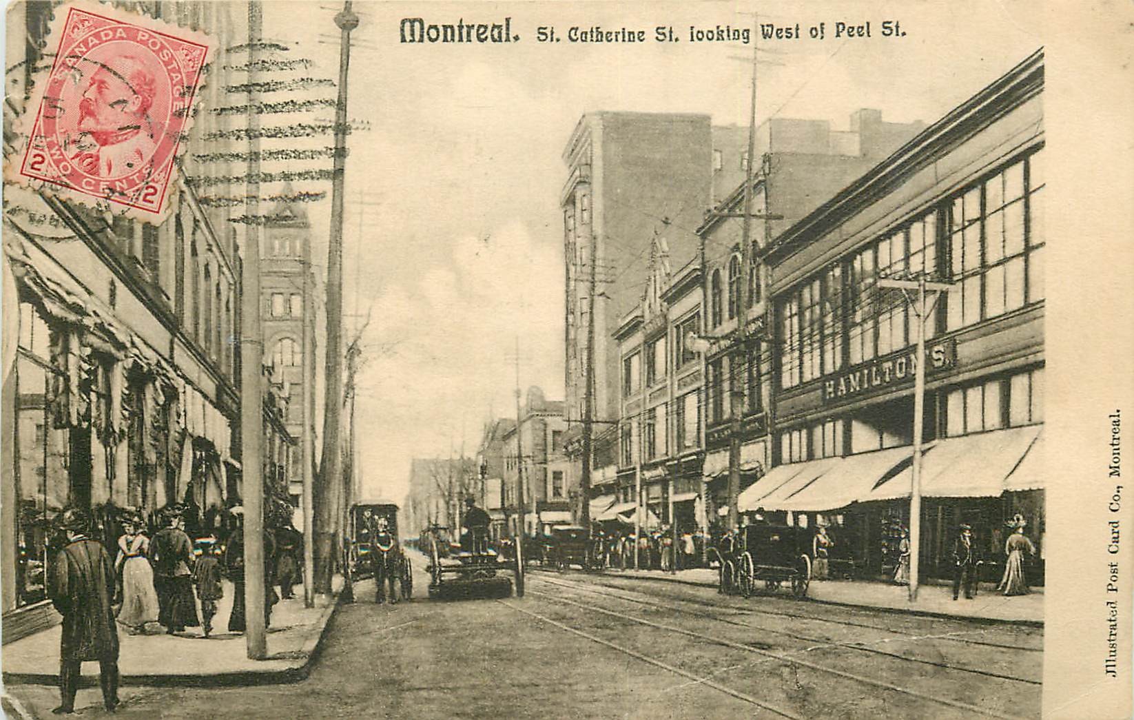 WW MONTREAL. St. Catherine St. looking West of Peel St.