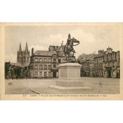 carte postale ancienne 14 CAEN. Top Promotion Statue Du Guesclin Place Saint-Martin