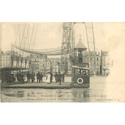 WW 44 NANTES. Inondations 1910 la Loire au niveau Nacelle Transbordeur