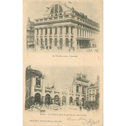 WW 59 LILLE. Pompiers au Théâtre avant et après l'Incendie 1903