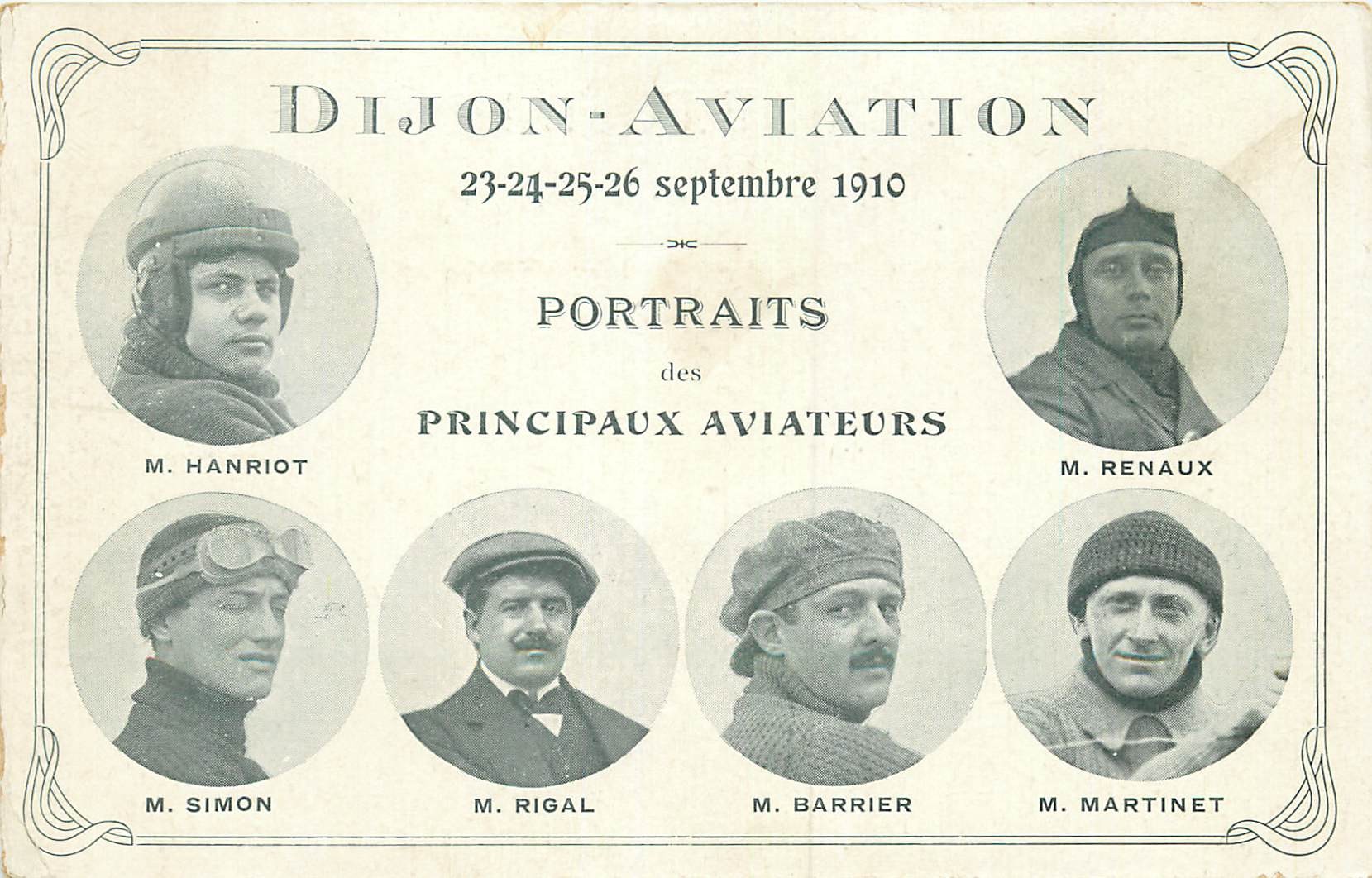 WW DIJON AVIATION. Portraits des principaux Aviateurs en 1910