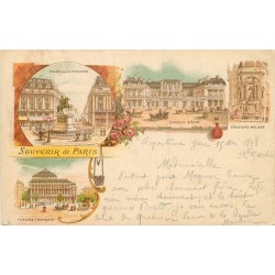 PARIS en 1898. Place des Victoires, Conseil d'Etat, Fontaine Molière et Théâtre Français