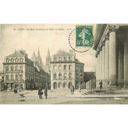 carte postale ancienne 14 CAEN. Top Promotion Place Fontette et Palais de Justice Imprimerie Librairie