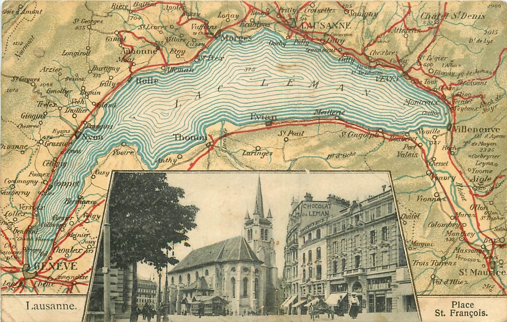 WW SUISSE. Lausanne et plan Lac 1905