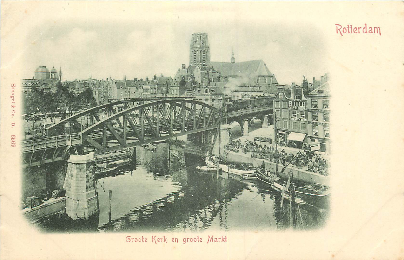 WW ROTTERDAM. Grocte Kerk & Markt vers 1900