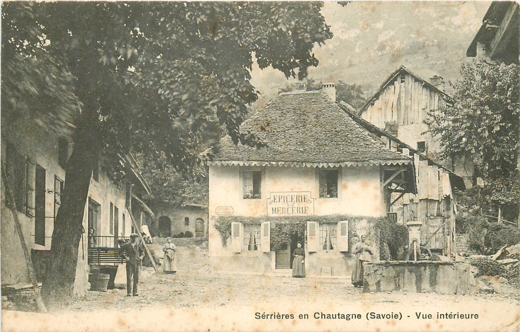 WW 73 SERRIERES EN CHAUTAGNE. Epicerie Mercerie 1904