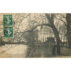 carte postale ancienne 14 CAEN. Top Promotion Ecole de Natation bords de l'Orne 1908