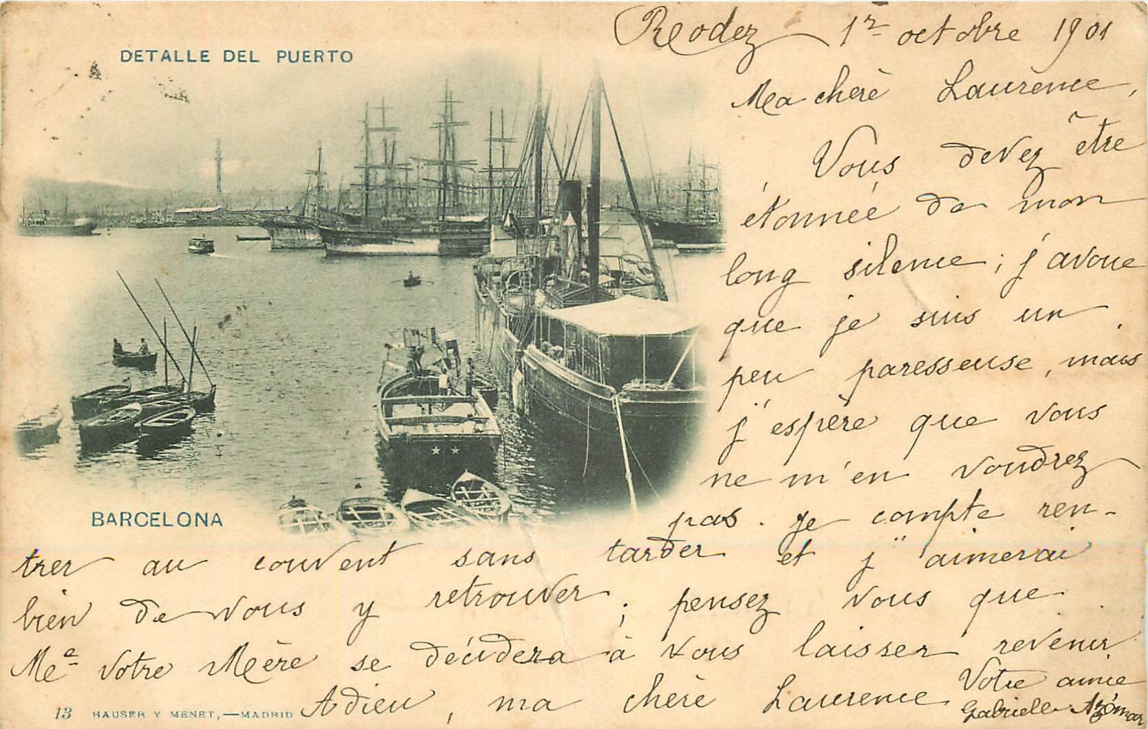 BARCELONA. Detalle del Puerto 1901