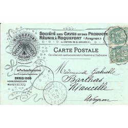 12 RODEZ. Place de la Cité. Carte publicitaire Roquefort 1903