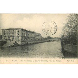 carte postale ancienne 14 CAEN. Top Promotion Caserne Hamelin prise au Barrage 1916