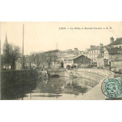 carte postale ancienne 14 CAEN. Top Promotion Les Halles et Marchés Couverts 1906