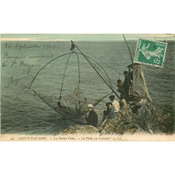 44 SAINT-NAZAIRE. La Pêche au Carrelet sur la Pointe Villez 1909